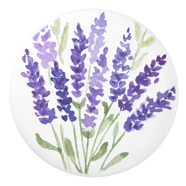 Lavender - French Country Decor  Ceramic Knob (Front)