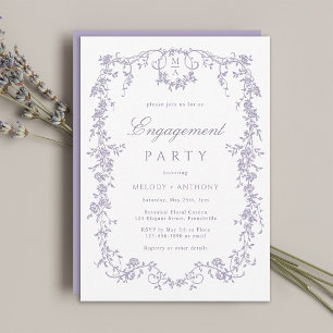 Lavender French Victorian Floral Engagement Party Invitation