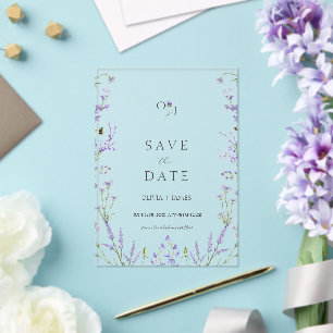 Lavender French wedding acrylic save the date Invitations
