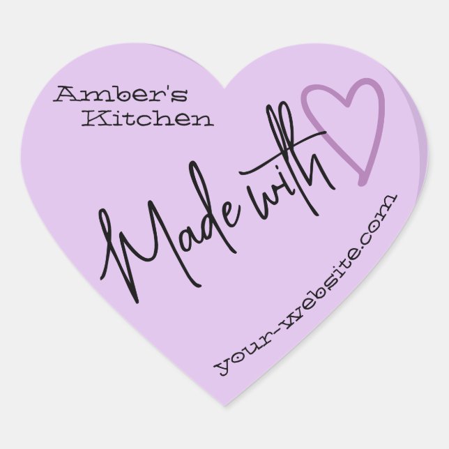 Lavender From The Kitchen Made With Love Baking Heart Sticker (Front)