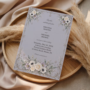 Lavender Frost Amid Ornate Silver Invitation