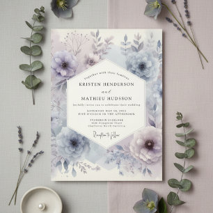Lavender Frost Floral Elegance Wedding Invitation