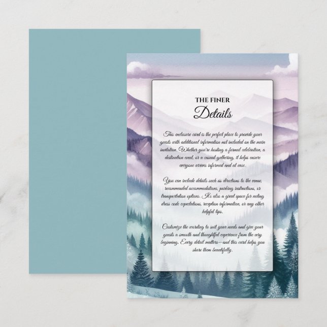 Lavender Frost in the Alpine Mist Wedding Enclosure Card (Front/Back)