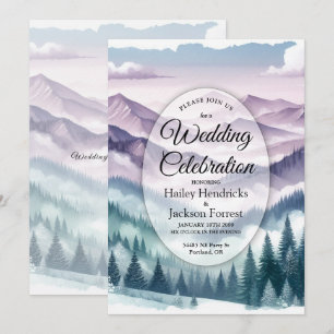 Lavender Frost in the Alpine Mist Wedding Invitation