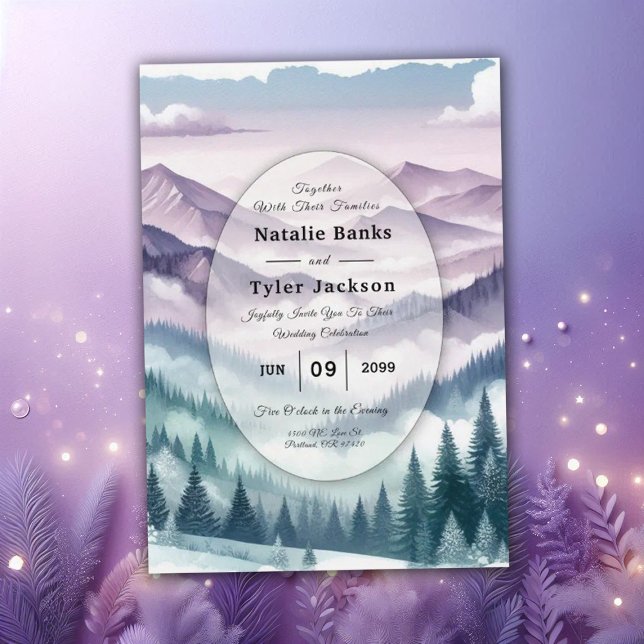 Lavender Frost in the Alpine Mist Wedding Invitation (Creator Uploaded)