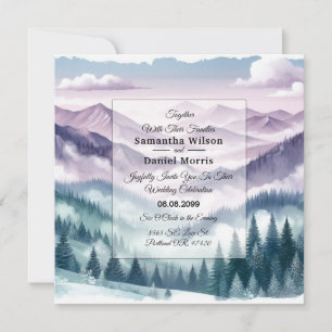 Lavender Frost in the Alpine Mist Wedding Invitation
