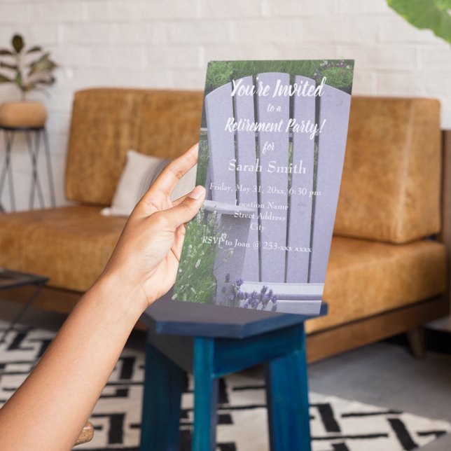 Lavender Garden Chair Retirement Party Invitation (In Situ)