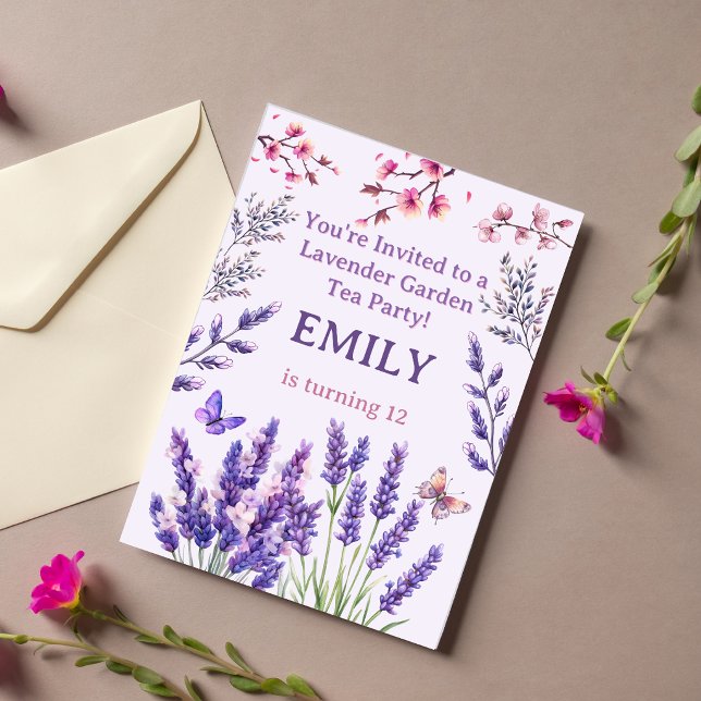 Lavender Garden Party Birthday Invitation Tween  (Creator Uploaded)