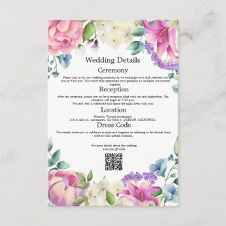 Lavender Garden Romantic Floral Wedding Details QR Enclosure Card