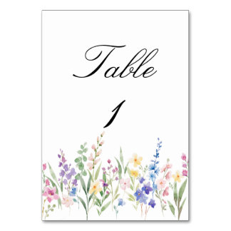 Lavender Garden Romantic Watercolor Floral Wedding Table Number