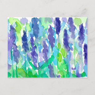 Lavender Garden Watercolor Painting  Postcard
