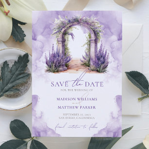 Lavender Garden Wedding Photo Personalised Save The Date