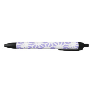 Lavender geometric pattern black ink pen