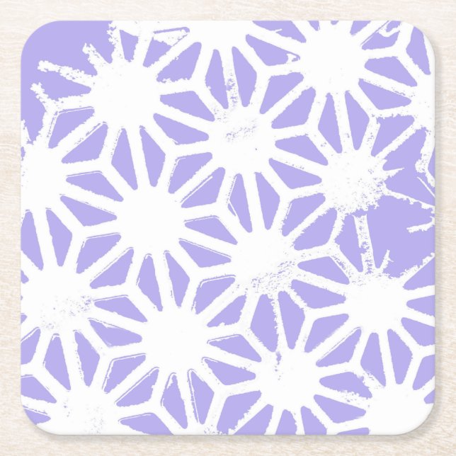 Lavender geometric pattern square paper coaster (Front)