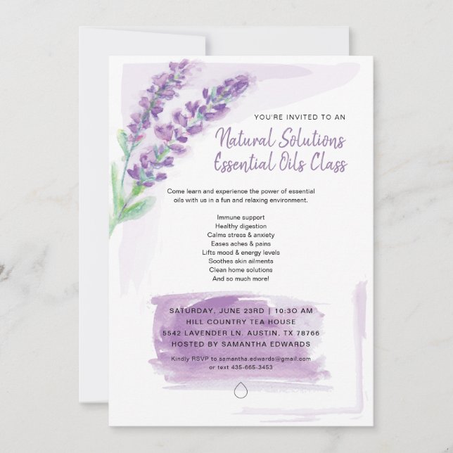 Lavender Gift of the Earth Essential Oils Invitation (Front)