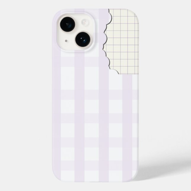 Lavender Gingham Aesthetic Phone Case Iphone 16 (Back)