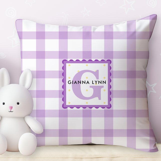 Lavender Gingham Monogrammed Cushion (Creator Uploaded)