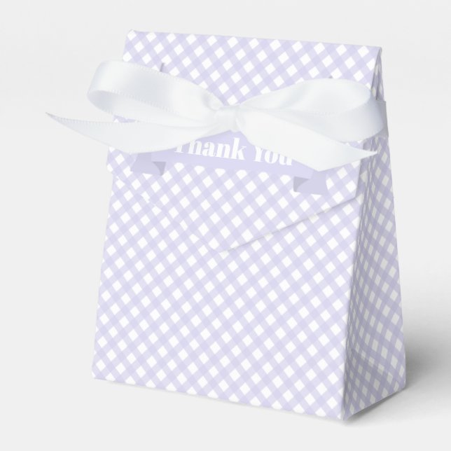 Lavender Gingham Pattern Thank You Favour Box (Front Side)