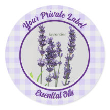 Lavender Gingham Private Essential Oils label