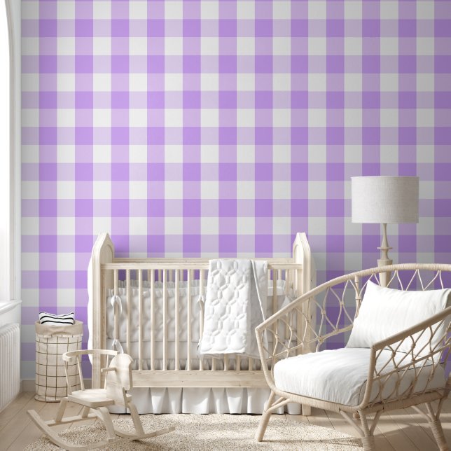 Lavender Gingham Wallpaper (Kids)