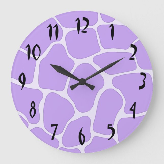 Lavender Giraffe Print Wall Clock (Front)