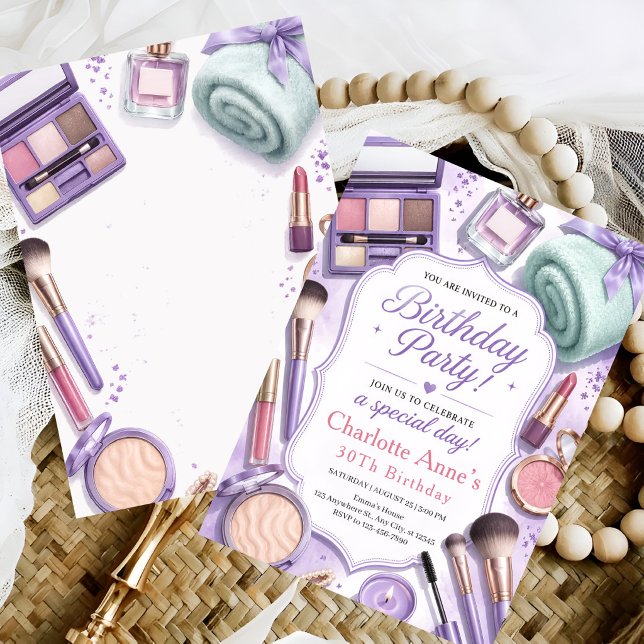 Lavender Glam Makeup Birthday Invitation (Creator Uploaded)