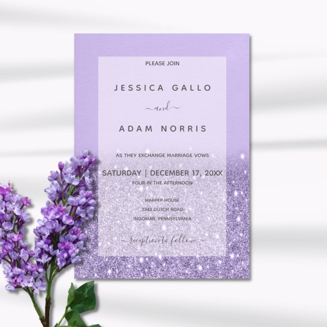 Lavender Glitter Modern Wedding Invitation (Creator Uploaded)