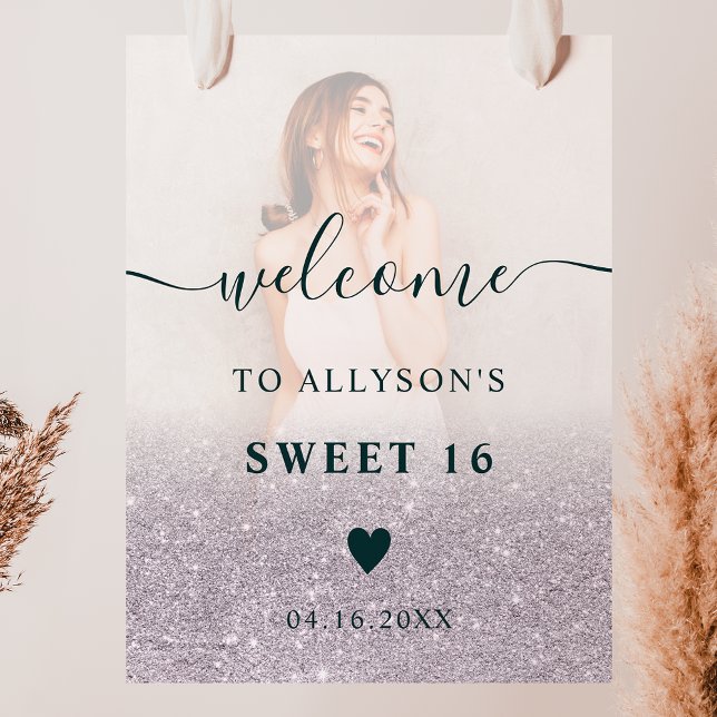 Lavender glitter ombre photo Sweet 16 welcome Poster (Creator Uploaded)