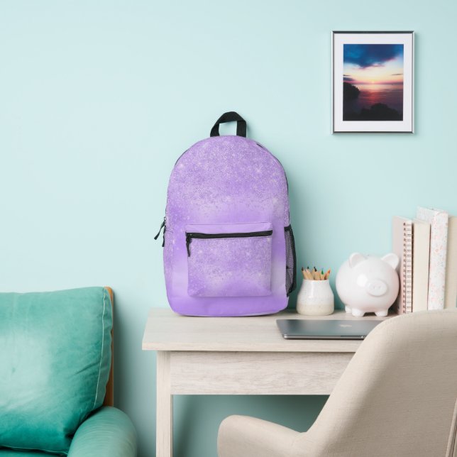 Lavender Glitter   Printed Backpack (Insitu)
