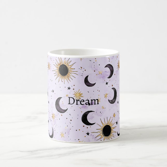 Lavender Gold Black Sun Moon Coffee Mug (Center)