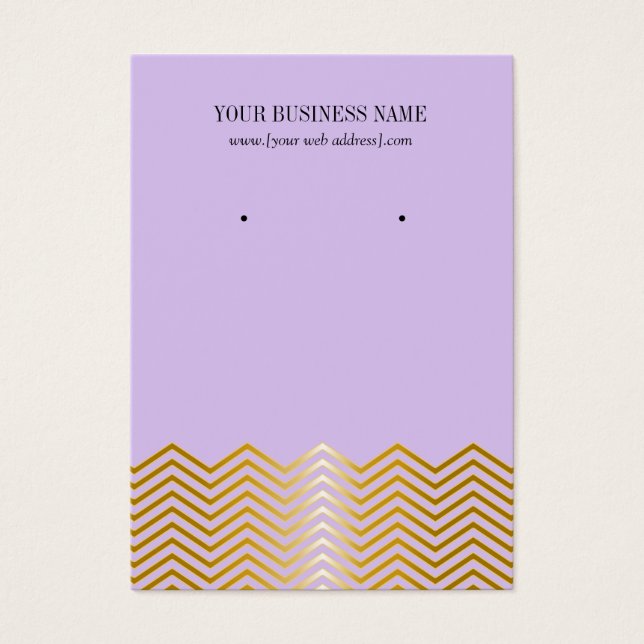 Lavender Gold Chevron Custom Earring Card (Front)