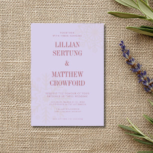 Lavender & Gold Clean Snowflake Winter Wedding Invitation