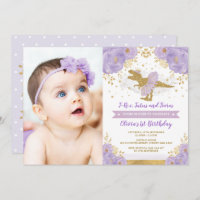 Lavender Gold Dinosaur T Rex Girl Birthday Photo