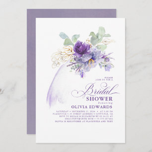 Lavender & Gold Elegant Modern Boho Bridal Shower Invitation