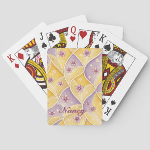 Lavender Gold Floral Elegant Design Personalise Playing Cards