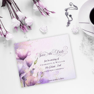 Lavender Gold Floral Wedding Save the Date
