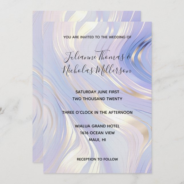 Lavender Gold Glam Wedding  Invitation (Front/Back)