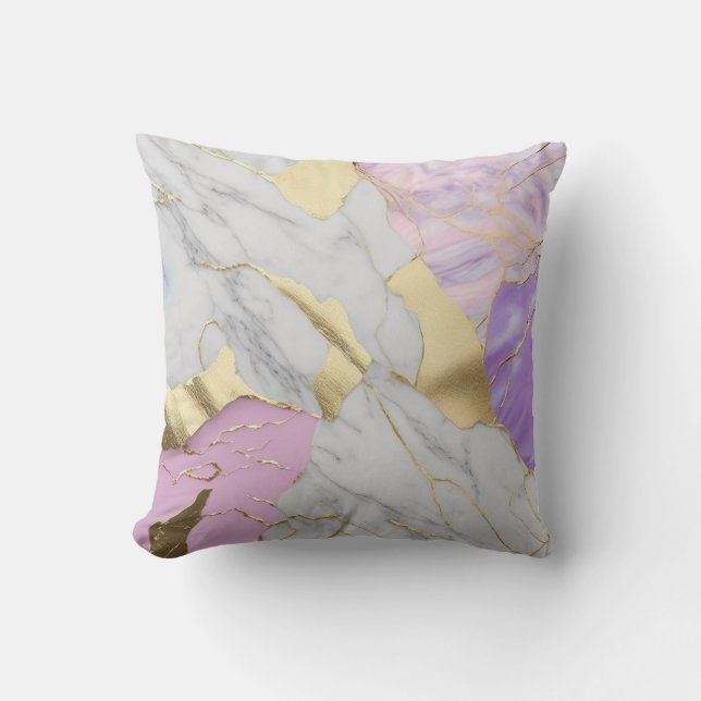 Lavender & Gold Marble Luxe Cushion (Front)