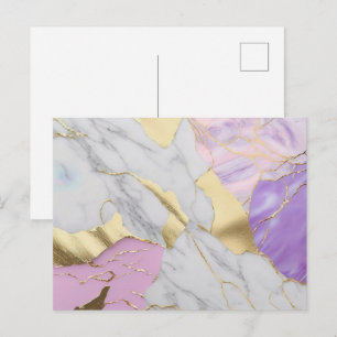 Lavender & Gold Marble Luxe Postcard