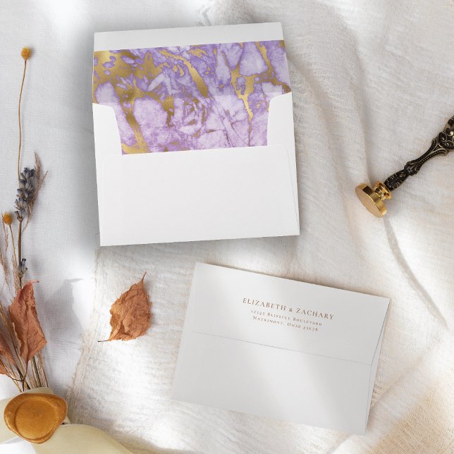 Lavender Gold Marble Wedding Envelope (Creator Uploaded)
