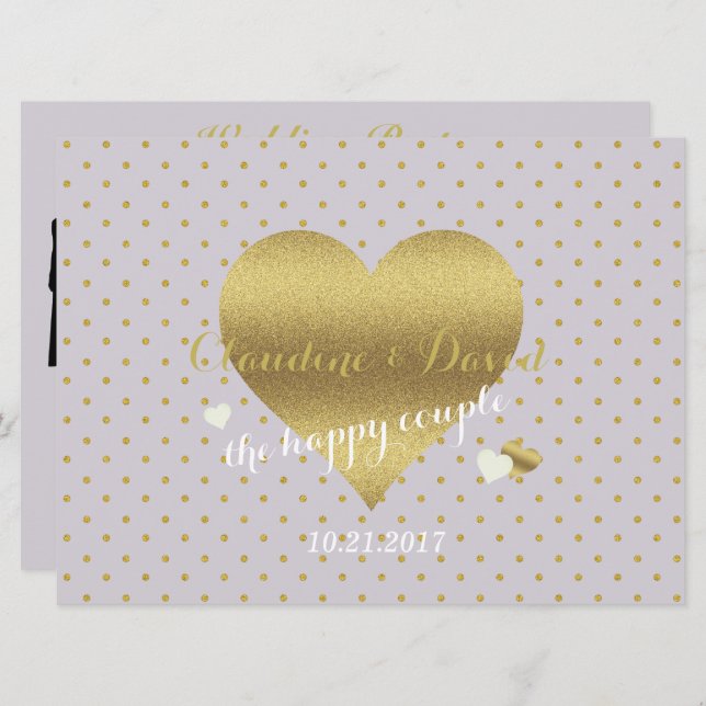 Lavender & Gold Polka Dot Wedding Ceremony Program Invitation (Front/Back)