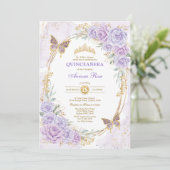 Lavender Gold Quinceanera Mis Quince 15 Anos Invitation (Standing Front)