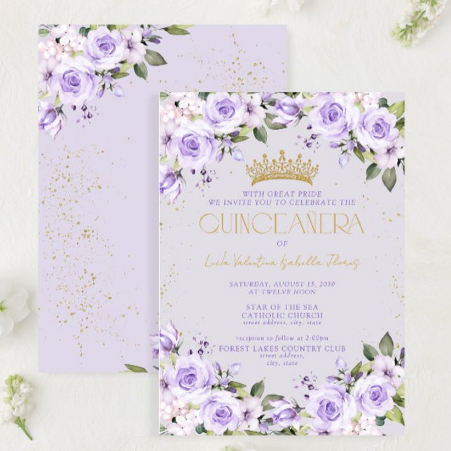Lavender Gold Quinceañera Mis Quince 15 Años Invitation (Creator Uploaded)