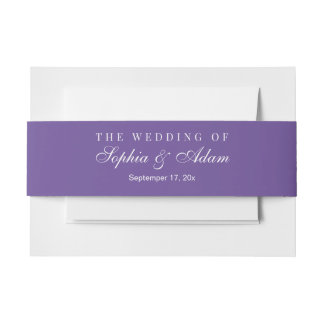 Lavender Golden Watercolor Floral Invitation Belly Band