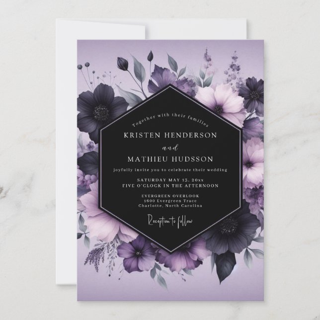 Lavender Gothic Bloom Wedding Invitation (Front)