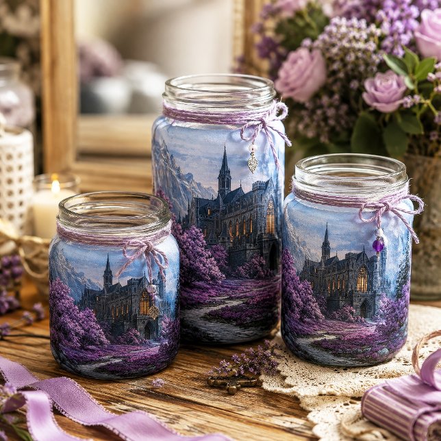 Lavender Gothic Castle Mountain Scene Decoupage Tissue Paper (Creator Uploaded)