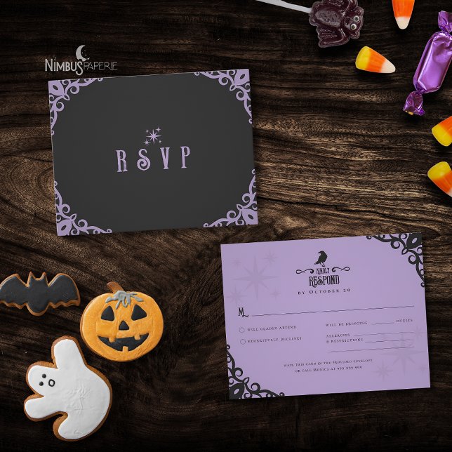 Lavender Gothic Witchy Halloween RSVP Card (Creator Uploaded)