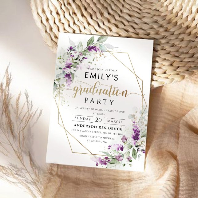 Lavender Graduation Party Invitation (Creator Uploaded)