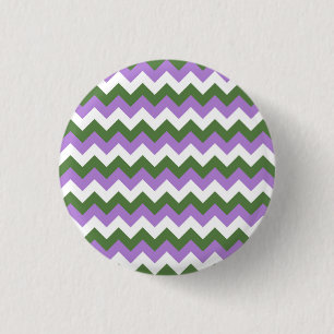Lavender, Green and White Chevron Zigzag 3 Cm Round Badge