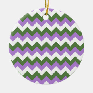 Lavender, Green and White Chevron Zigzag Ceramic Tree Decoration